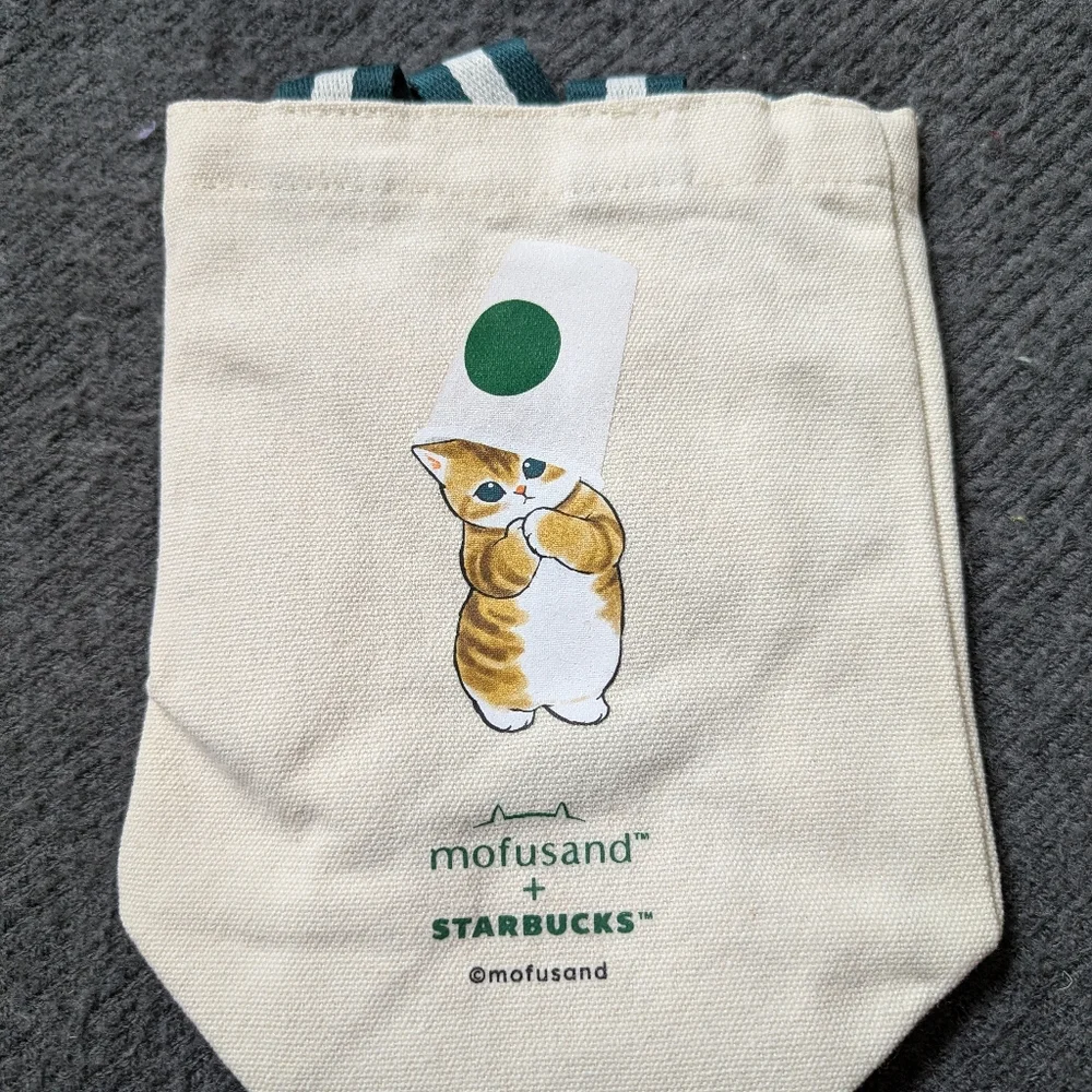 Starbucks Asia Mofusand kitty canvas cup carrier BNWT - Picture 2 of 9